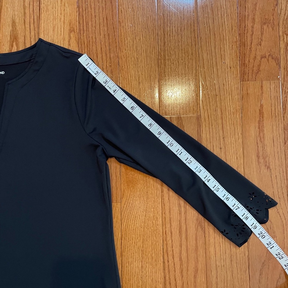 Lands End Swim Cover Up Dress Womens S 6-8 Black Nylon Laser Cut Eyelet Classic - Picture 12 of 15